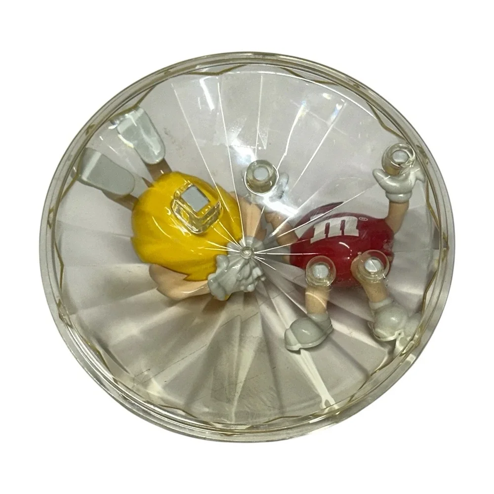 Vintage M&M‎ Candy Dish Lidded Bowl Clear Acrylic Plastic Faceted Collectible